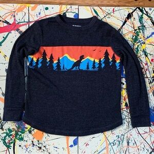 Old Navy T-Rex black waffle knit thermal shirt.